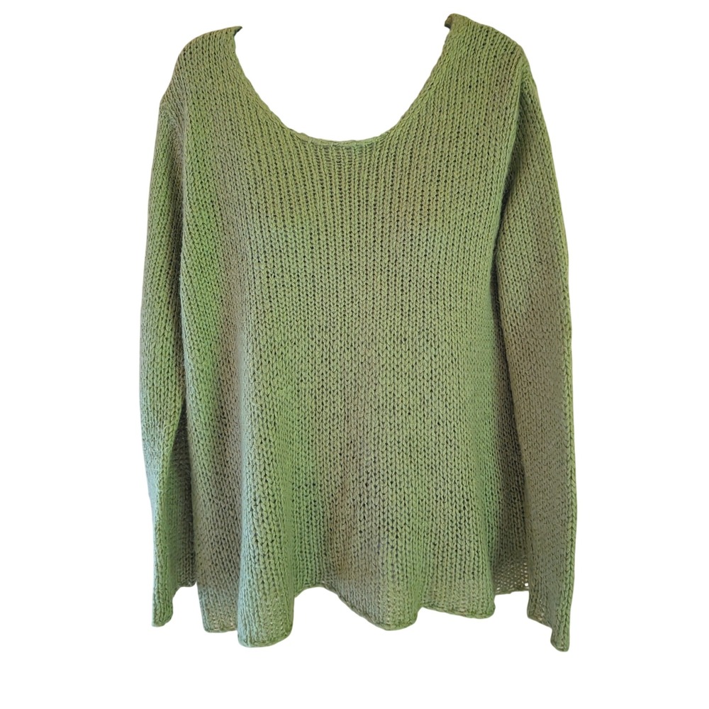 Soft Mohair Blend Sweater Women L Boho Fall Earthy Relaxed Fit Open Knit Cozy